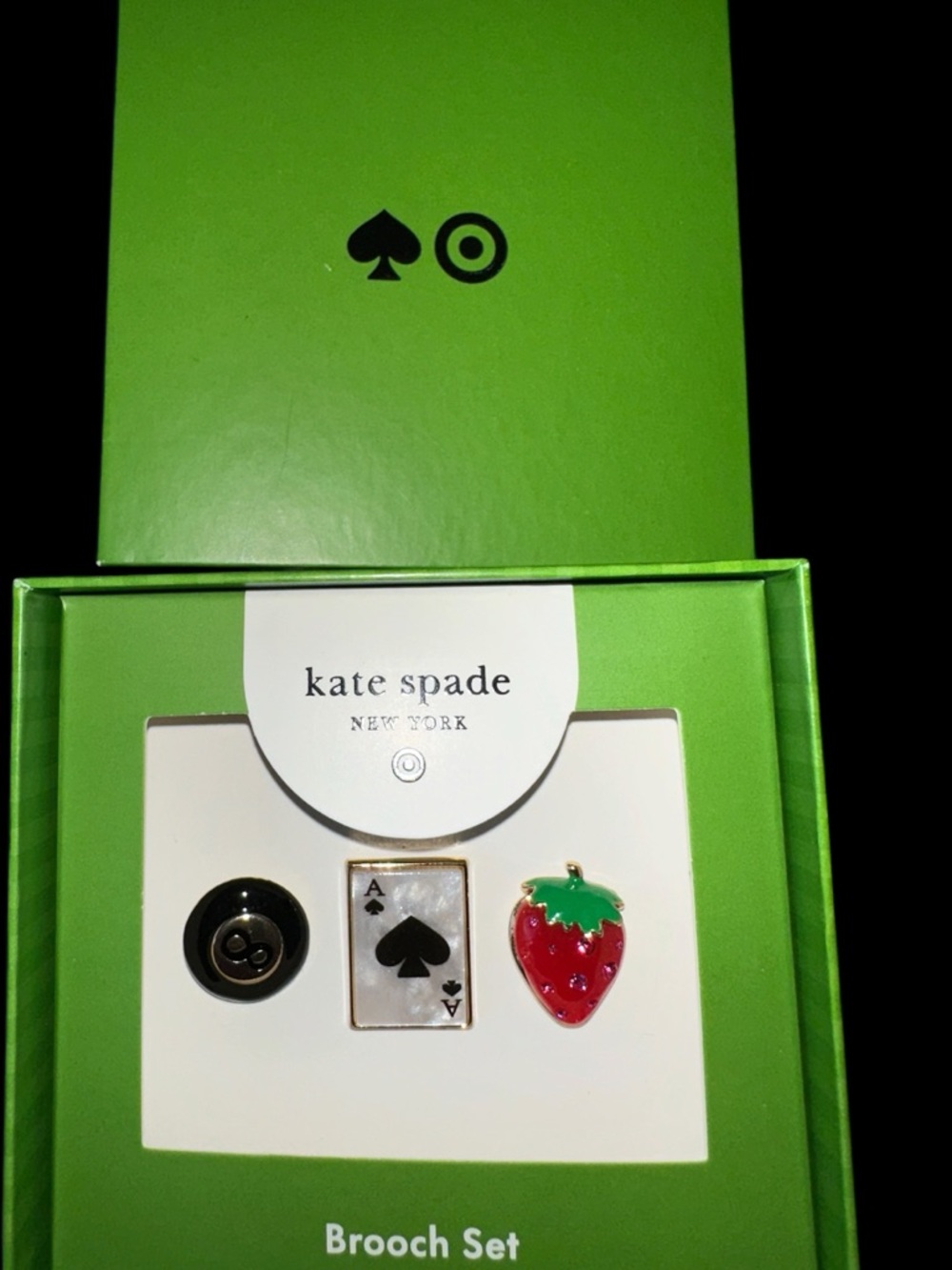 kate spade Brooch Set with Black, White & Red Accents Target Collaboration NIB